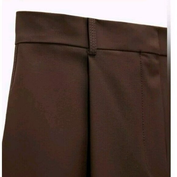 Zara Pants Trousers Women M Pants Ankle Brown Cropped NEW 2232 645 - Picture 4 of 8
